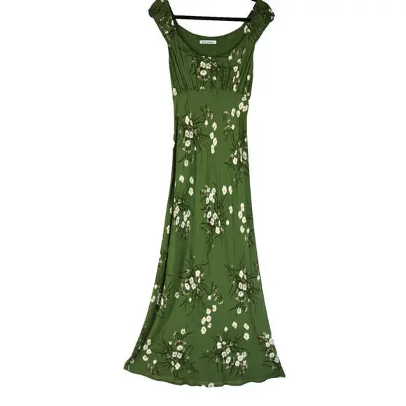 NEW, Reformation Demy Floral-Print Georgette Midi Dress in Green Sz M #MD1426 - Picture 3 of 10